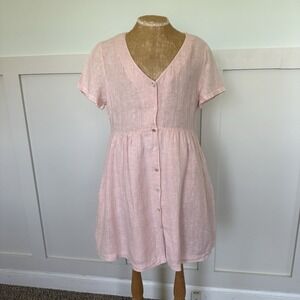 Jillian Harris x Priv Babydoll Linen Dress SMALL  Pink Hamptons Preppy Beachy